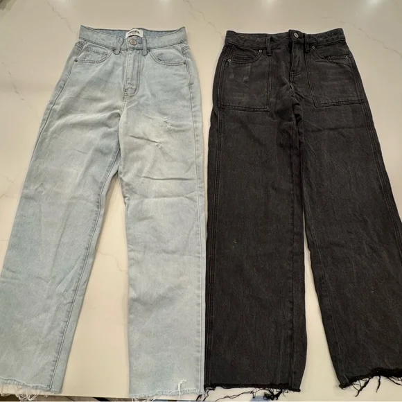 PacSun Women's Boot Cut Jeans in Black wash & RSQ light wash baggy jeans style - Picture 2 of 5